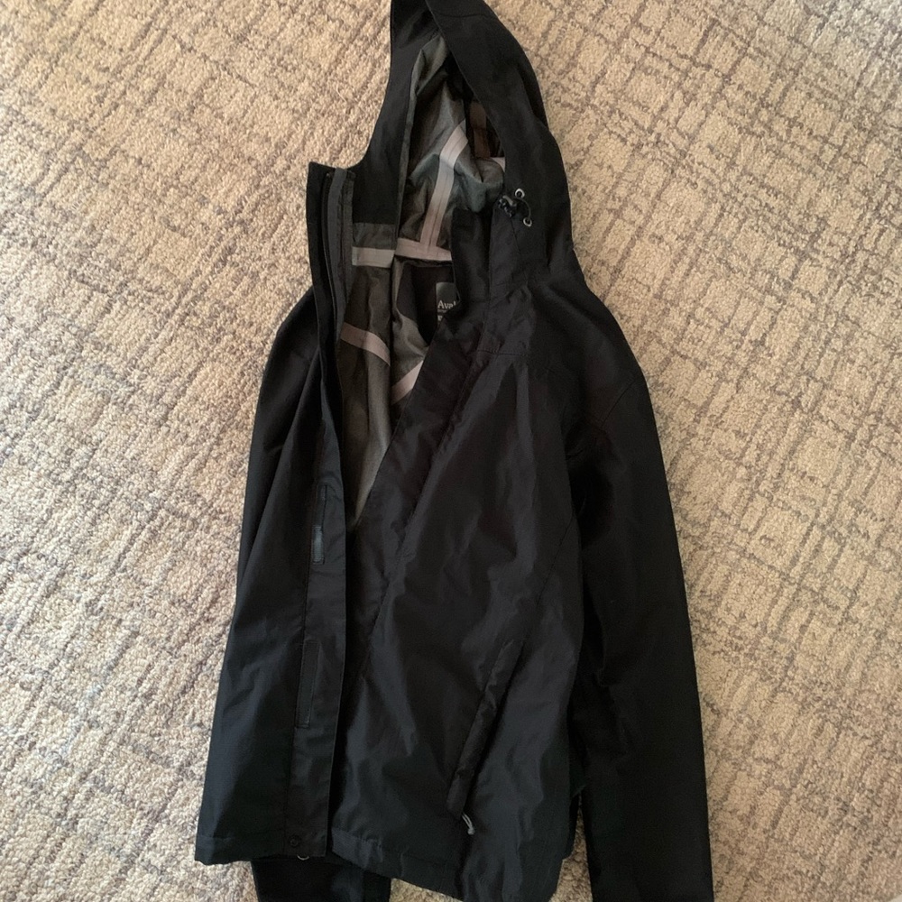 Avalanche black hooded rain jacket
